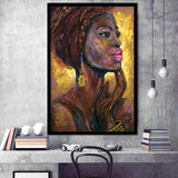Beautiful African Woman Portrait Oil Painting Framed Art Print Wall Art Decor,Framed Picture