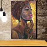 Beautiful African Woman Portrait Oil Painting Canvas Prints Wall Art Home Decor
