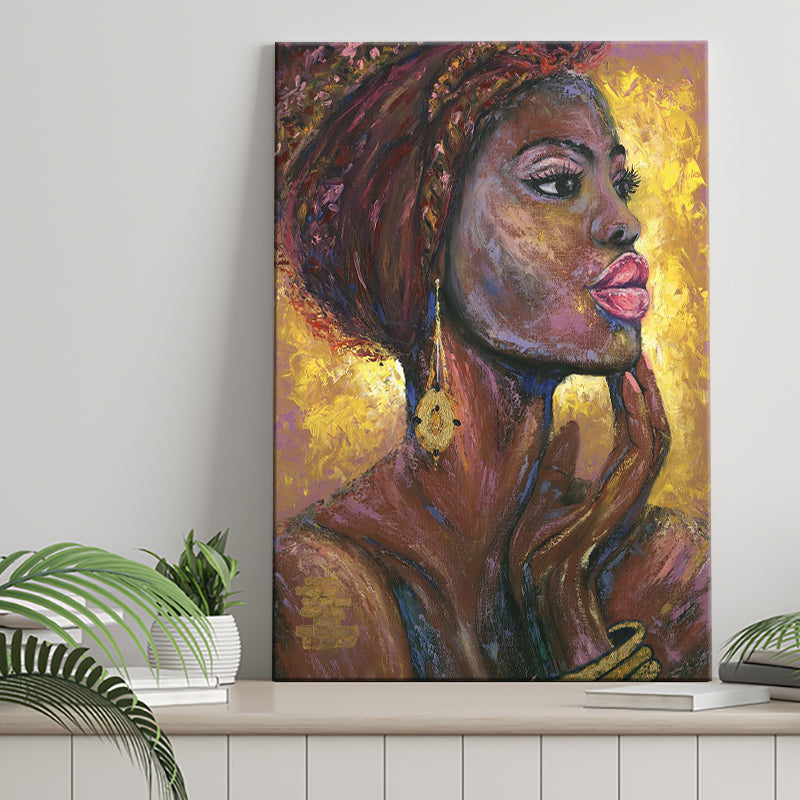 Beautiful African Woman Portrait Oil Painting Canvas Prints Wall Art Home Decor