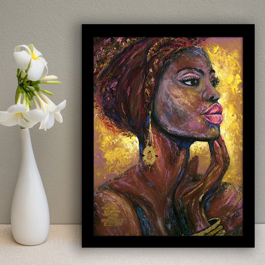 Beautiful African Woman Portrait Oil Painting Framed Art Print Wall Art Decor,Framed Picture
