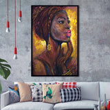 Beautiful African Woman Portrait Oil Painting Framed Art Print Wall Art Decor,Framed Picture