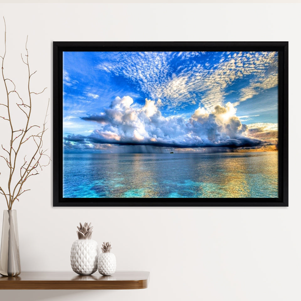 Beautiful Blue Sea Landscape Framed Canvas Prints - Painting Canvas, Art Prints,  Wall Art, Home Decor, Prints for Sale