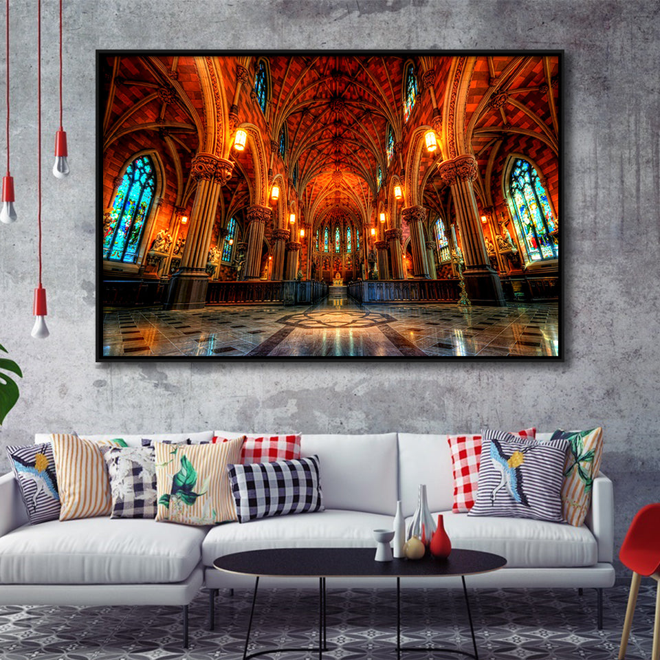 Beautiful Cathedral, Framed Canvas Prints Wall Art Home Decor,Floating Frame, Ready to Hang