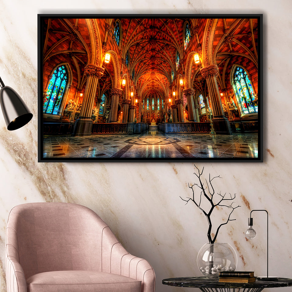 Beautiful Cathedral, Framed Canvas Prints Wall Art Home Decor,Floating Frame, Ready to Hang