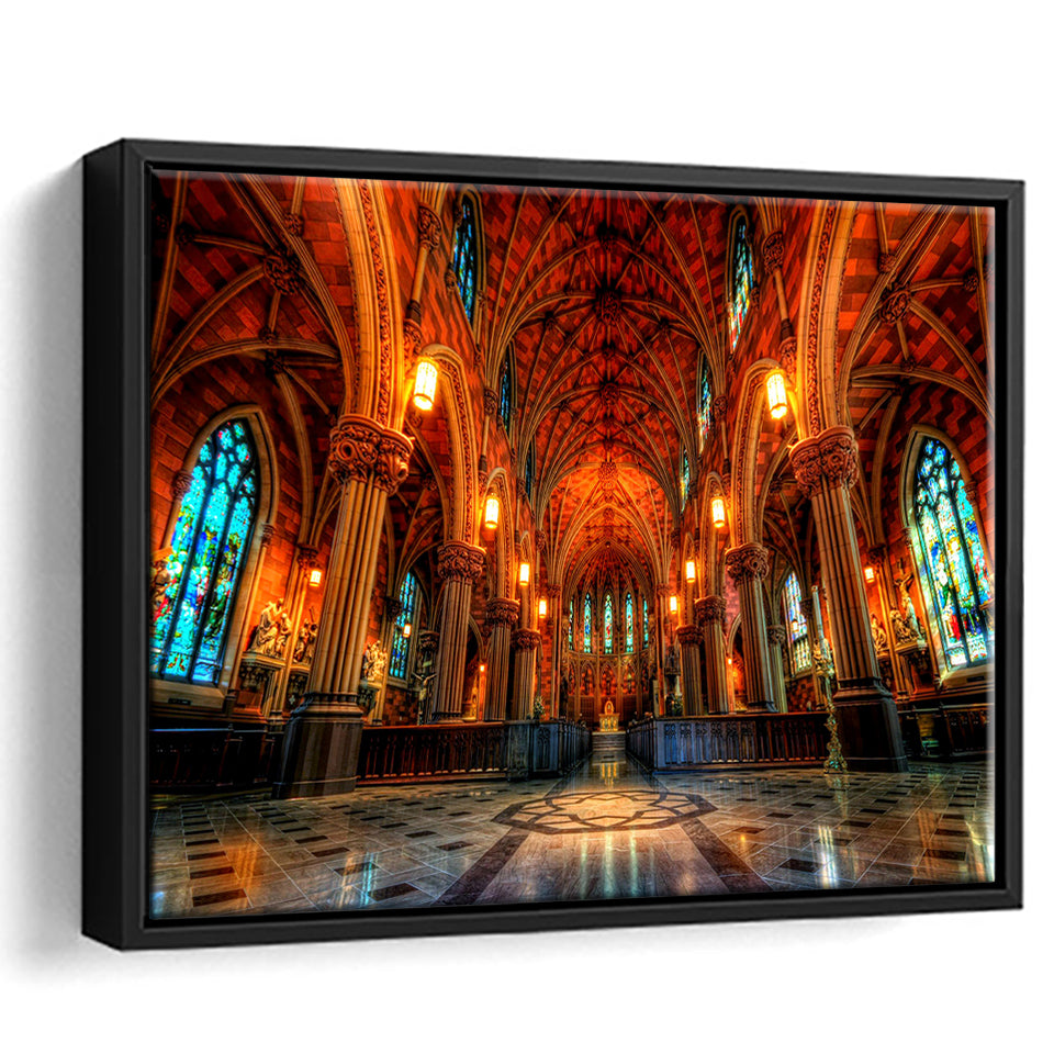 Beautiful Cathedral, Framed Canvas Prints Wall Art Home Decor,Floating Frame, Ready to Hang