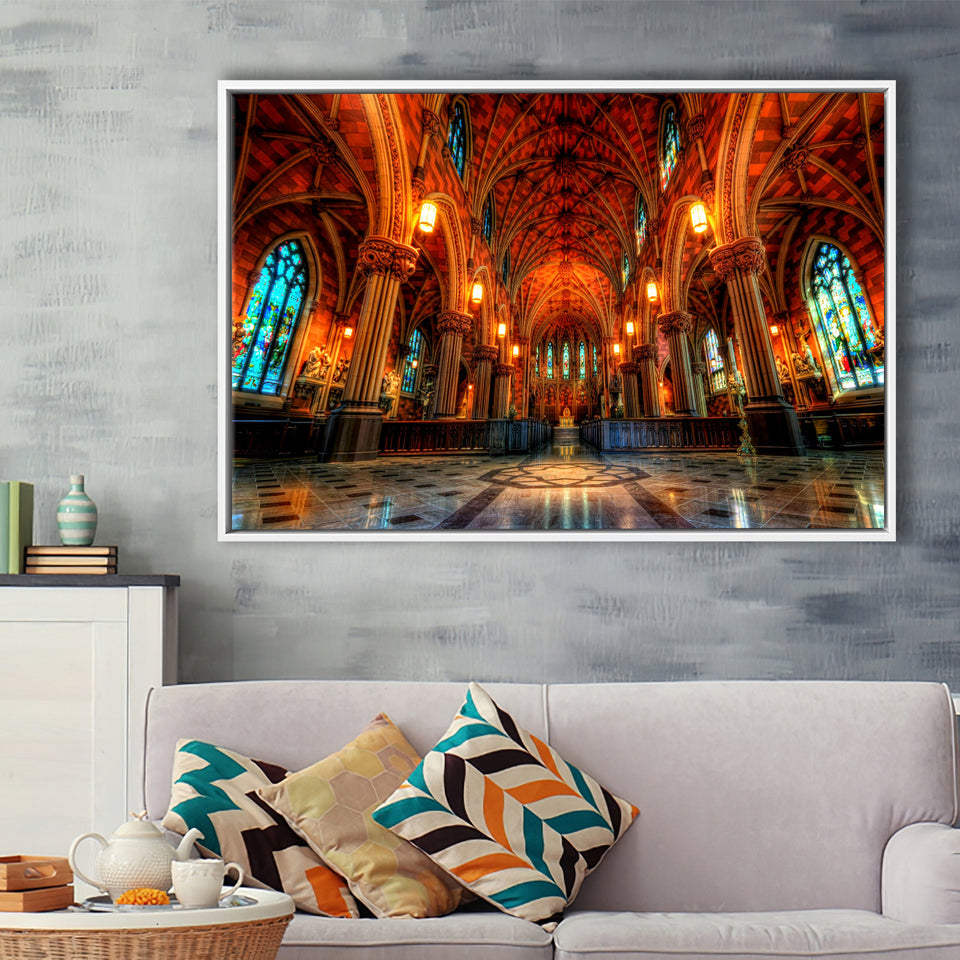 Beautiful Cathedral, Framed Canvas Prints Wall Art Home Decor,Floating Frame, Ready to Hang