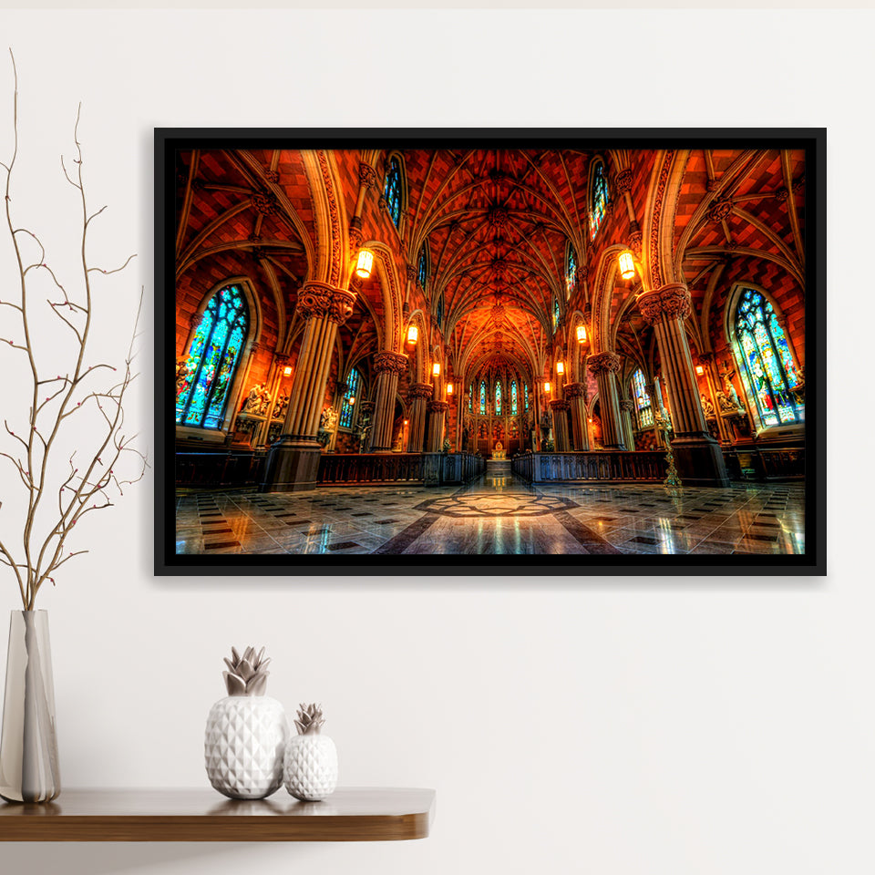 Beautiful Cathedral, Framed Canvas Prints Wall Art Home Decor,Floating Frame, Ready to Hang