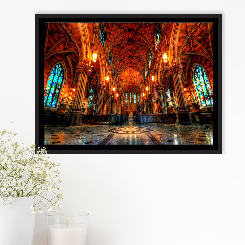 Beautiful Cathedral, Framed Canvas Prints Wall Art Home Decor,Floating Frame, Ready to Hang