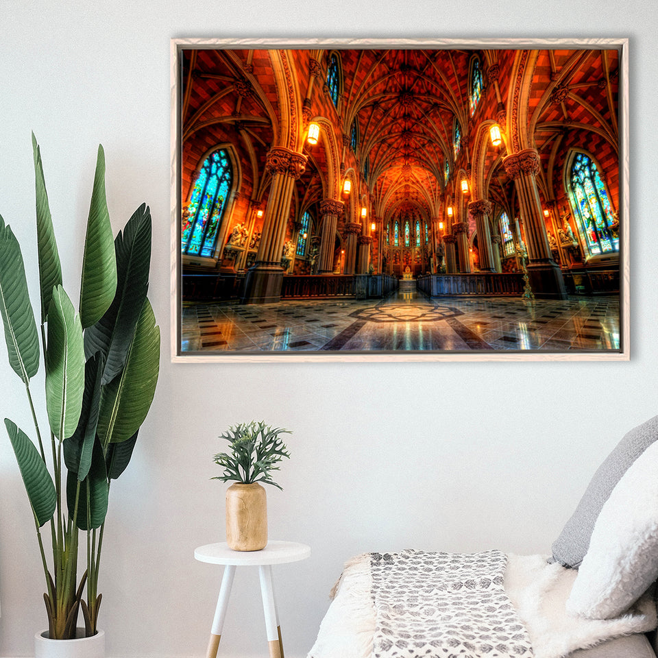 Beautiful Cathedral, Framed Canvas Prints Wall Art Home Decor,Floating Frame, Ready to Hang