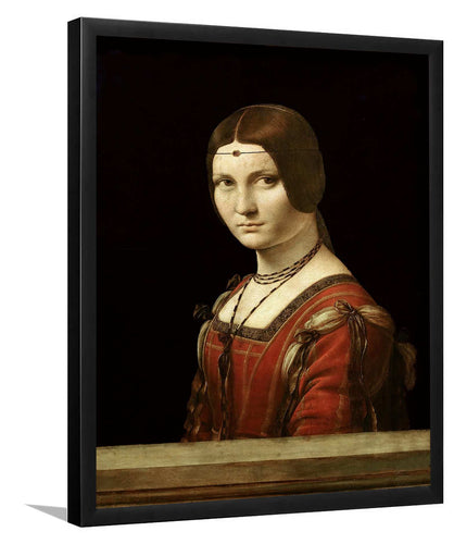 Beautiful Ferronera (Portrait Of Unknown) By Leonardo Da Vinci-Art Print,Frame Art,Plexiglass Cover