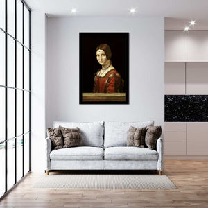 Beautiful Ferronera (Portrait Of Unknown) By Leonardo Da Vinci-Art Print,Frame Art,Plexiglass Cover