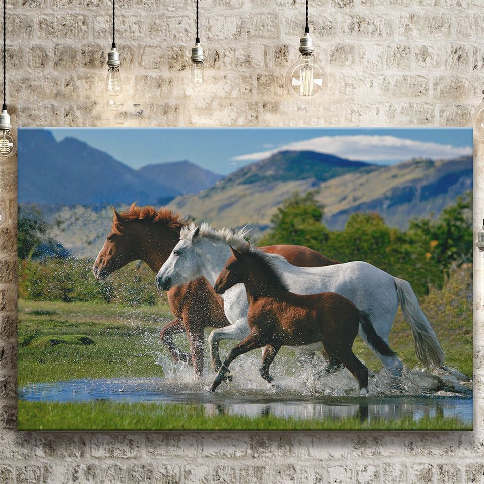 Beautiful Horse In A Mountain View Canvas Prints Wall Art - Painting Canvas, Home Wall Decor, Painting Prints, For Sale