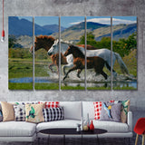 Beautiful Horse In A Mountain View 5 Pieces B Canvas Prints Wall Art - Painting Canvas, Multi Panels,5 Panel, Wall Decor