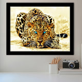 Beautiful Leopard With Blue Eyes Framed Art Prints Wall Decor, Framed Picture, Large Art Prints