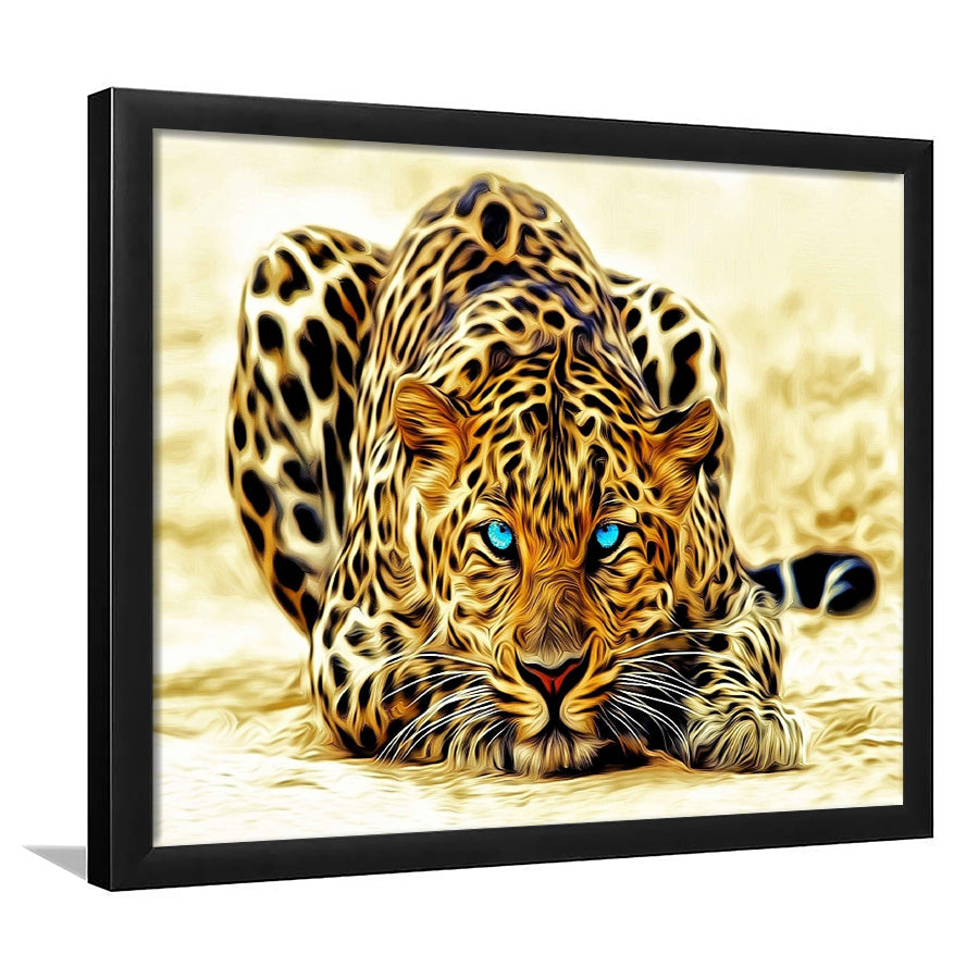 Beautiful Leopard With Blue Eyes Framed Art Prints Wall Decor, Framed Picture, Large Art Prints