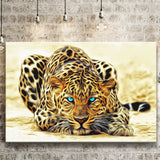 Beautiful Leopard With Blue Eyes Canvas Prints Wall Art, Home Living Room Decor, Large Canvas