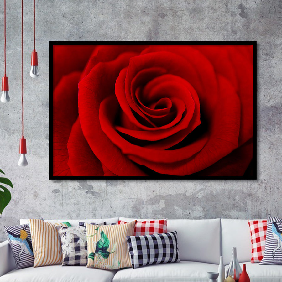 Beautiful Red Rose Framed Art Prints Wall Decor - Painting Art, Black Frame, Home Decor, Prints for Sale