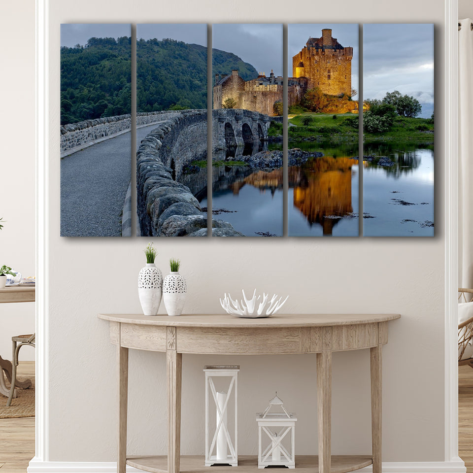 Beautiful Scotland Eilean Donan Castle Larger Canvas Art, 5 Piece Canvas Prints Wall Art Decor