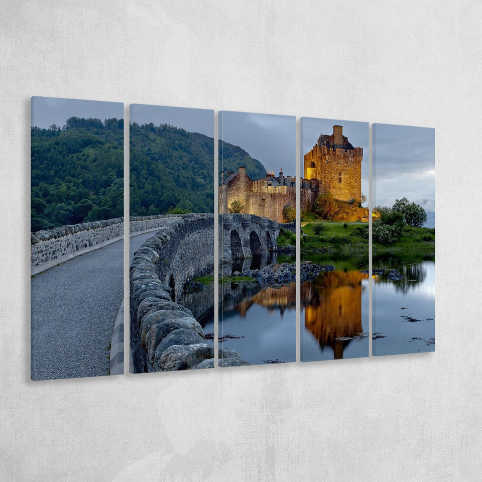 Beautiful Scotland Eilean Donan Castle Larger Canvas Art, 5 Piece Canvas Prints Wall Art Decor