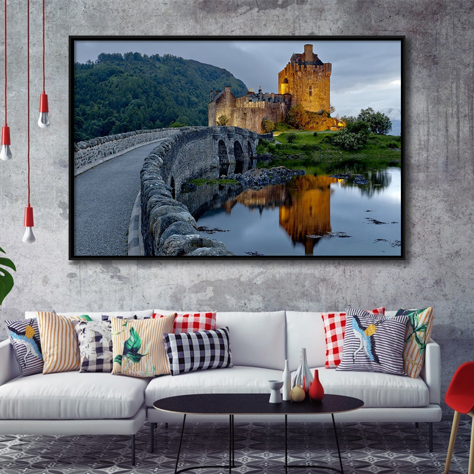 Beautiful Scotland Eilean Donan Castle Framed Canvas Prints Wall Art Home Decor,Floating Frame