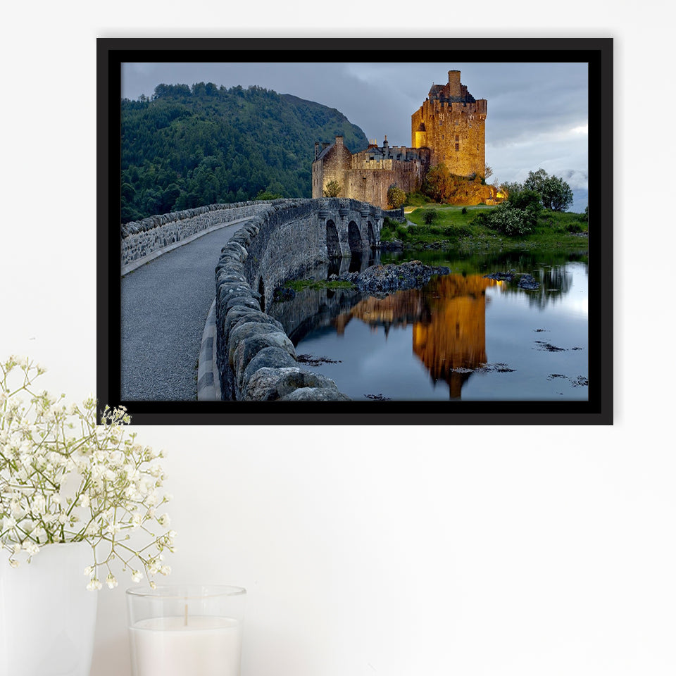 Beautiful Scotland Eilean Donan Castle Framed Canvas Prints Wall Art Home Decor,Floating Frame