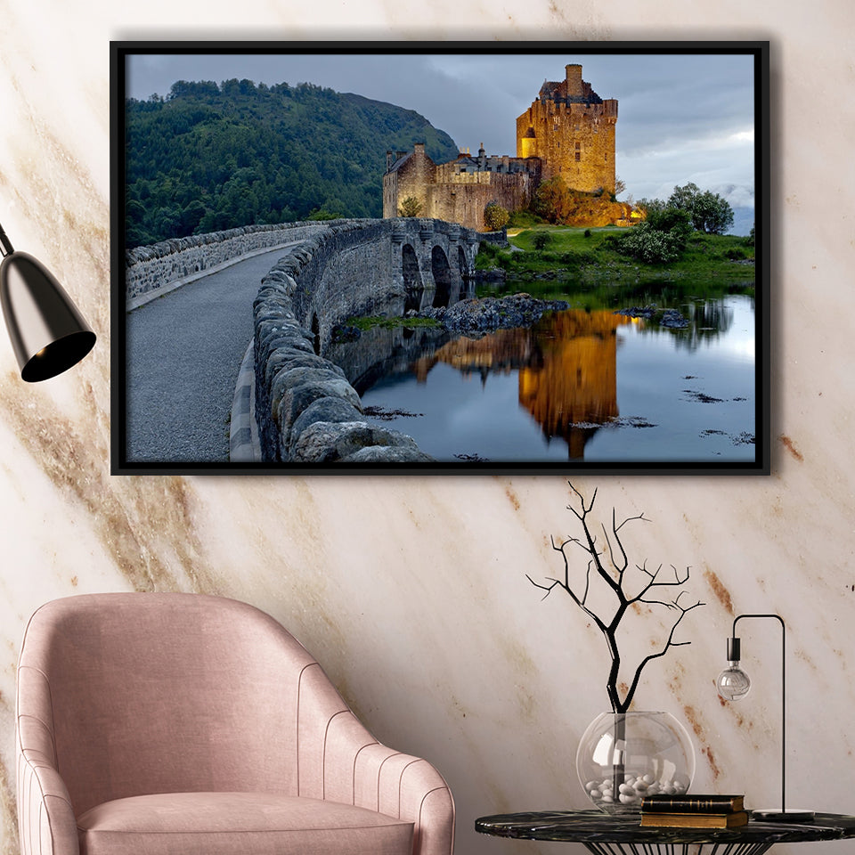 Beautiful Scotland Eilean Donan Castle Framed Canvas Prints Wall Art Home Decor,Floating Frame