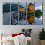 Beautiful Scotland Eilean Donan Castle Larger Canvas Art, 5 Piece Canvas Prints Wall Art Decor