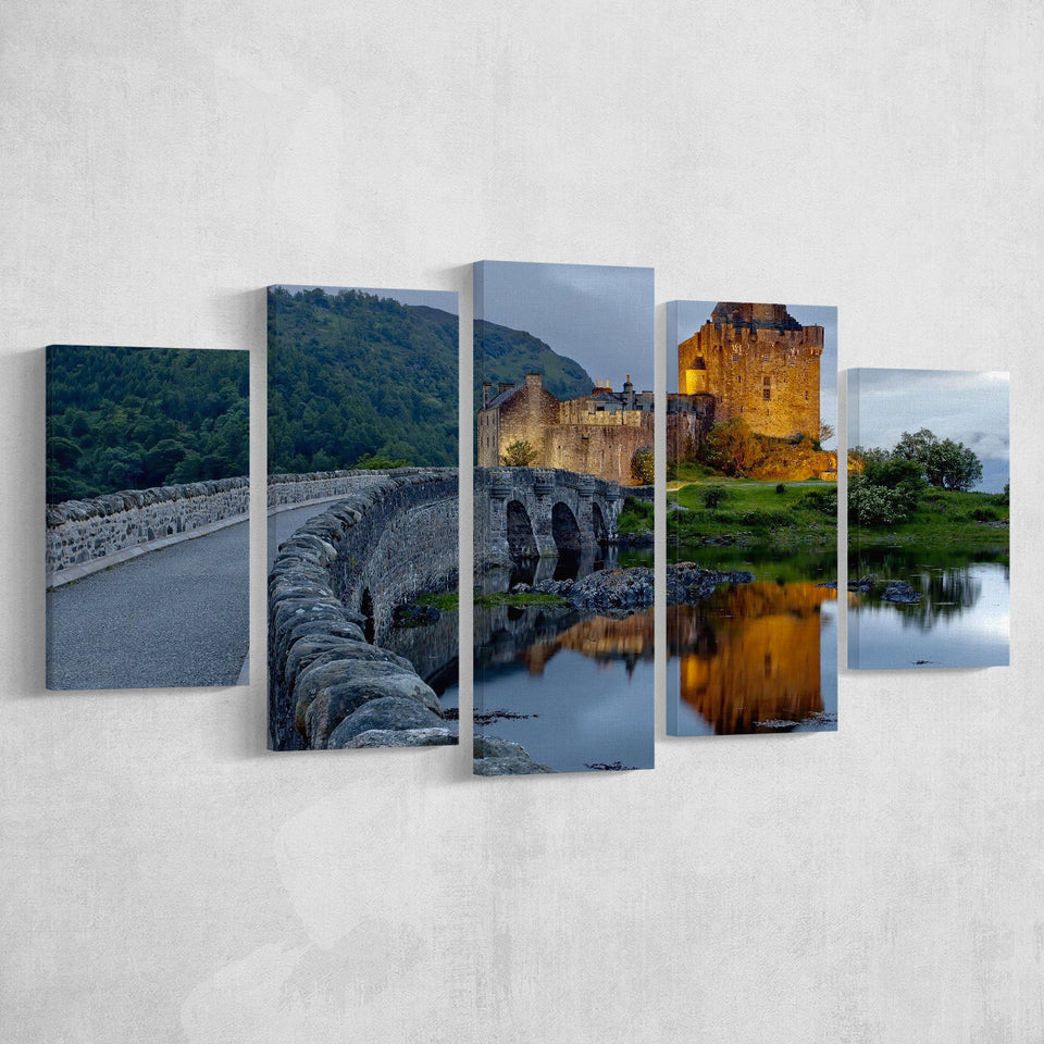 Beautiful Scotland Eilean Donan Castle 5 Panels, Canvas Prints Wall Art Decor, Large Canvas Art