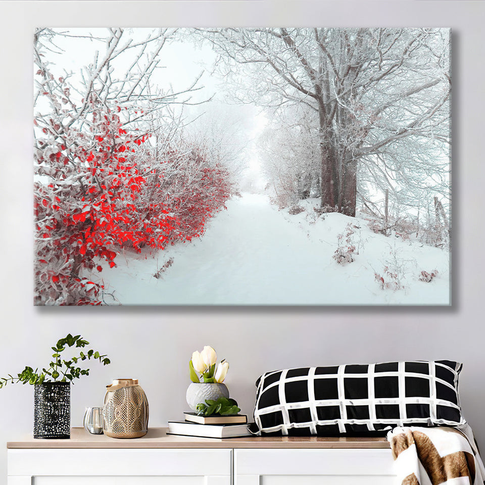 Beautiful Winter Wonderland Snowy Nature Canvas Prints Wall Art Decor - Painting Canvas,Home Decor, Ready to Hang