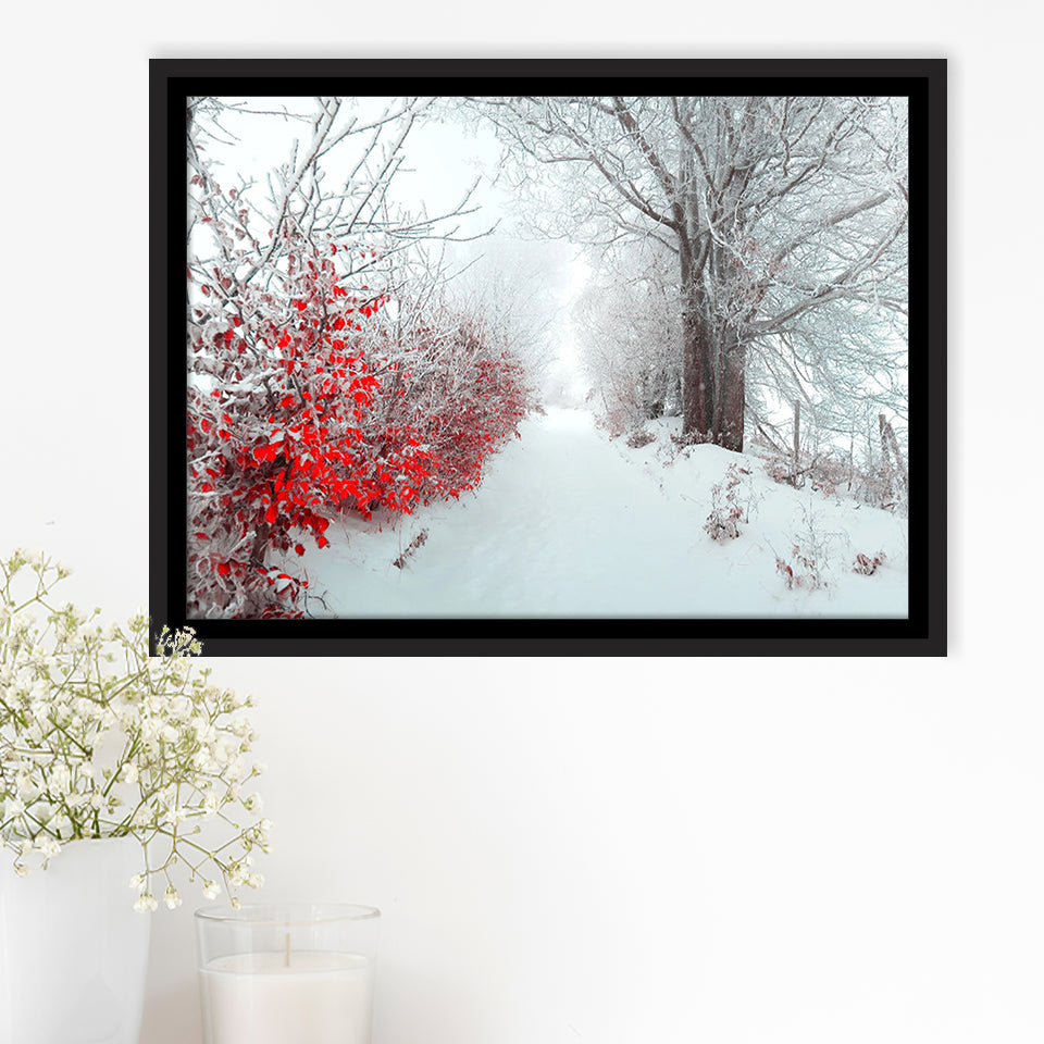 Beautiful Winter Wonderland Snowy Nature Framed Canvas Prints Wall Art Decor, Framed Picture, Floating Frame