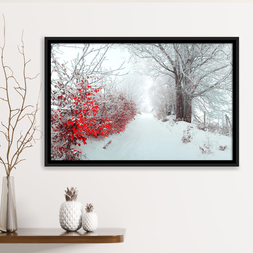 Beautiful Winter Wonderland Snowy Nature Framed Canvas Prints Wall Art Decor, Framed Picture, Floating Frame