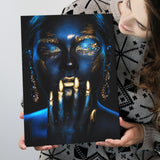 Beautiful Woman Navy Blue And Yellow Ethnic Girl, Canvas Prints Wall Art Home Decor, Ready to Hang