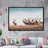 Beautiful Herd Of Deer In The Meadow Framed Art Prints Wall Decor - Painting Prints,Wall Art, Framed Picture,For Sale