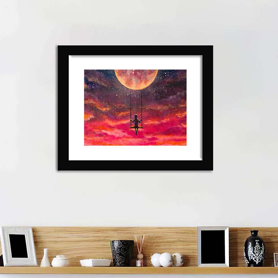 Beautiful Pink Sunset Cosmos Framed Wall Art - Framed Prints, Art Prints, Home Decor, Painting Prints