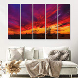 Beautiful Sunset 5 Piece B Multi Panels Canvas Prints Wall Art - Painting Canvas,Wall Decor