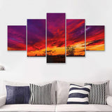 Beautiful Sunset 5 Piece Multi Panels Canvas Prints Wall Art - Painting Canvas,Wall Decor