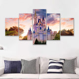 Beautiful World Cinderella Castle 5 Pieces Canvas Prints Wall Art - Painting Canvas,Wall Decor, Multi Panel,5 Panels