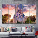 Beautiful World Cinderella Castle 5 Pieces B Canvas Prints Wall Art - Painting Canvas,Wall Decor, Multi Panel,5 Panels