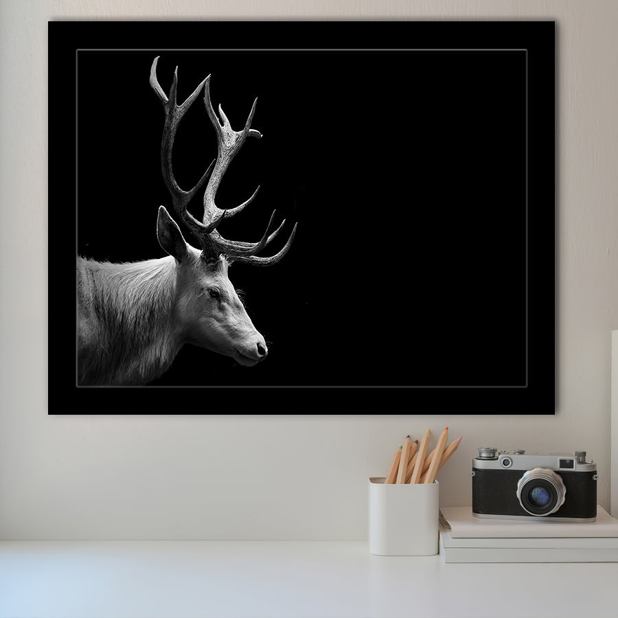 Beautifull Deer Head Black And White Hunting Decor Framed Art Prints Wall Decor - Painting Prints,Wall Art, Framed Picture,For Sale
