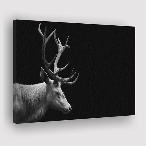 Beautifull Deer Head Black And White Hunting Decor Canvas Prints Wall Art - Painting Canvas,Wall Decor, Painting Prints,For Sale
