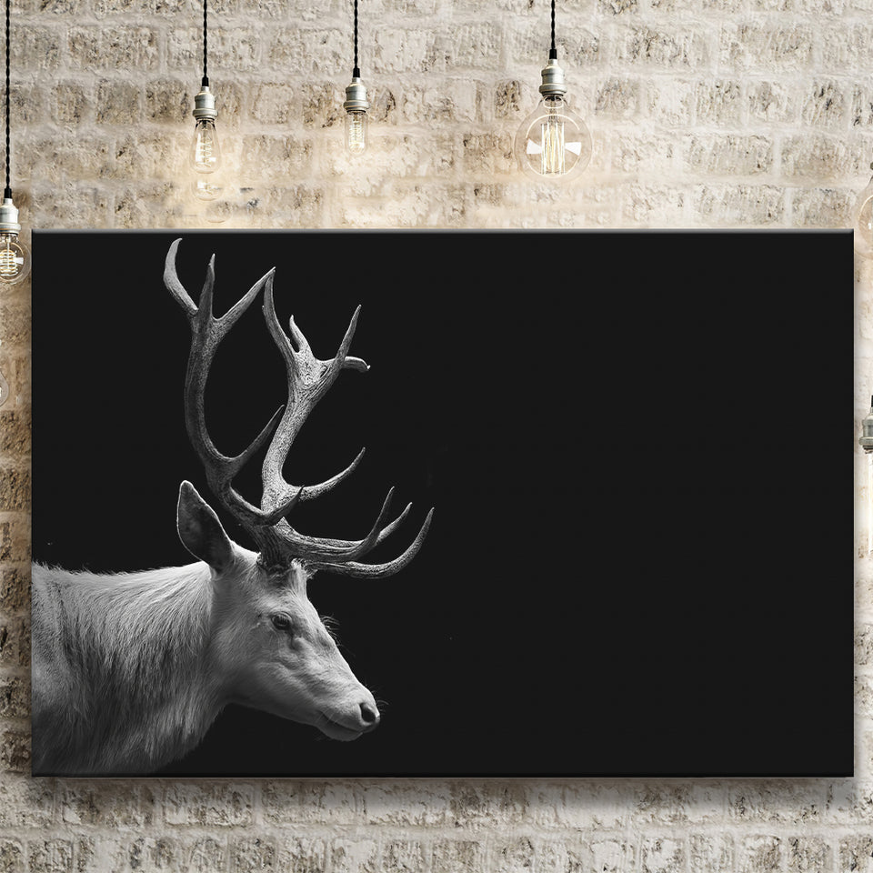 Beautifull Deer Head Black And White Hunting Decor Canvas Prints Wall Art - Painting Canvas,Wall Decor, Painting Prints,For Sale