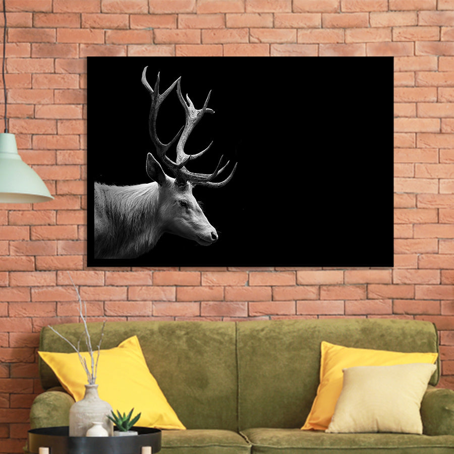 Beautifull Deer Head Black And White Hunting Decor Framed Art Prints Wall Decor - Painting Prints,Wall Art, Framed Picture,For Sale