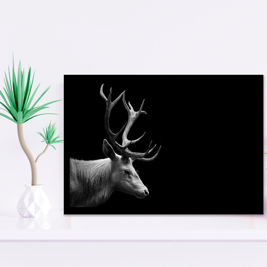 Beautifull Deer Head Black And White Hunting Decor Framed Art Prints Wall Decor - Painting Prints,Wall Art, Framed Picture,For Sale