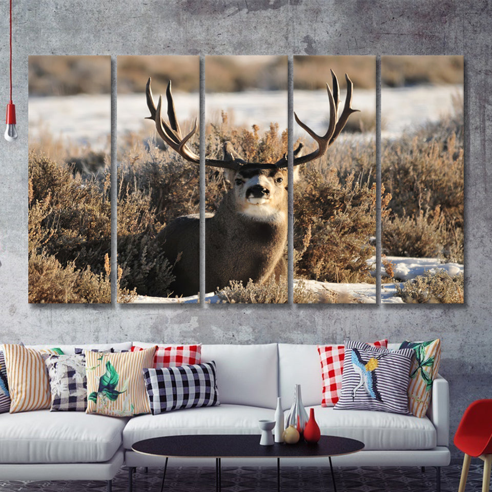 Beautifull Deer Portrait 5 Pieces B Canvas Prints Wall Art - Painting Canvas,Wall Decor, Multi Panel,5 Panels