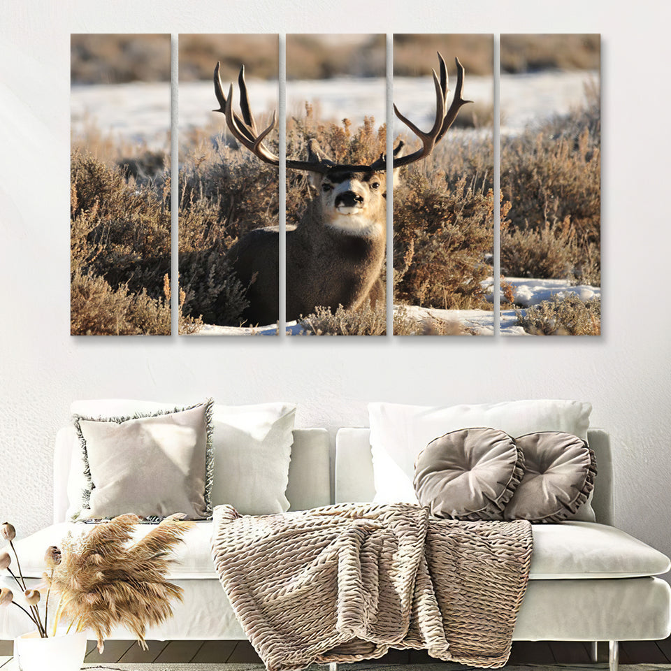 Beautifull Deer Portrait 5 Pieces B Canvas Prints Wall Art - Painting Canvas,Wall Decor, Multi Panel,5 Panels