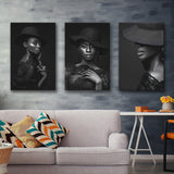 Beauty Black Women Canvas Set of 3 Piece Canvas Prints Wall Art Decor