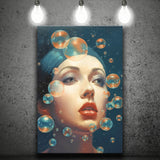 Beauty Face And Bubbles Canvas Prints Wall Art, Home Living Room Decor, Large Canvas