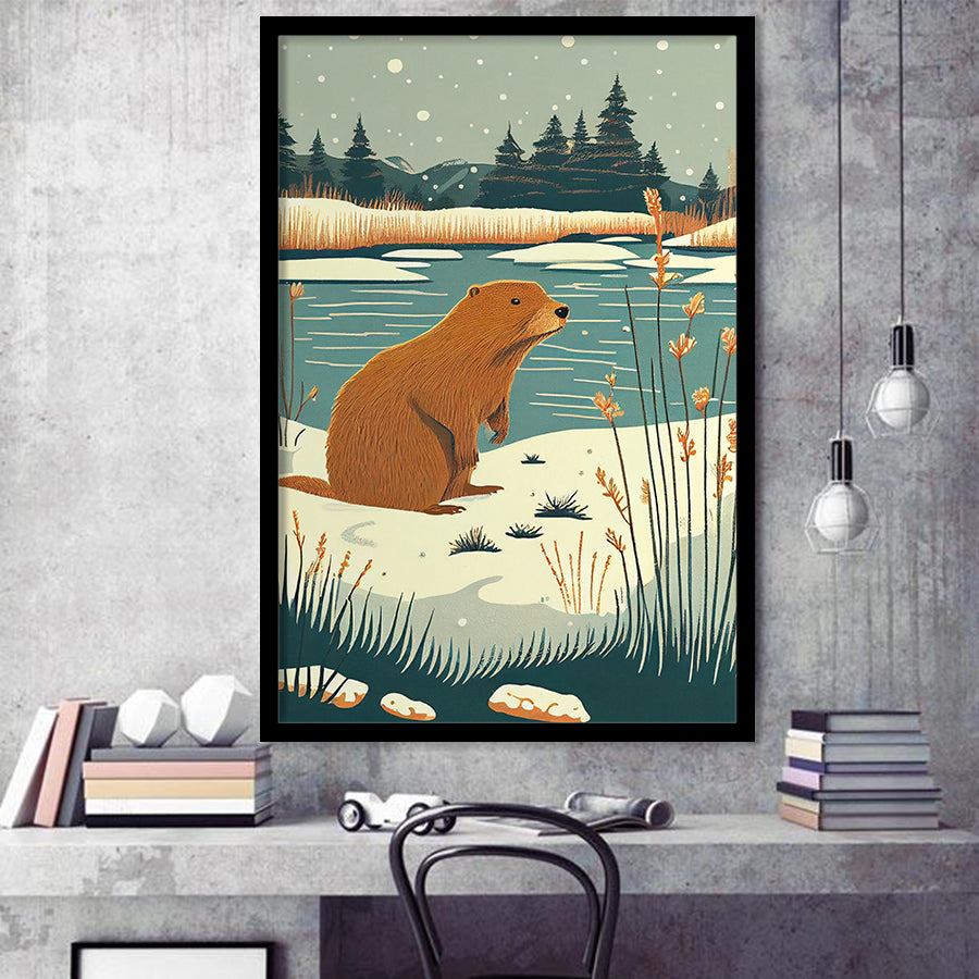 Beaver Retro Art Print, City Art Print, Framed Art Print Wall Art Home Decor, Framed Picture