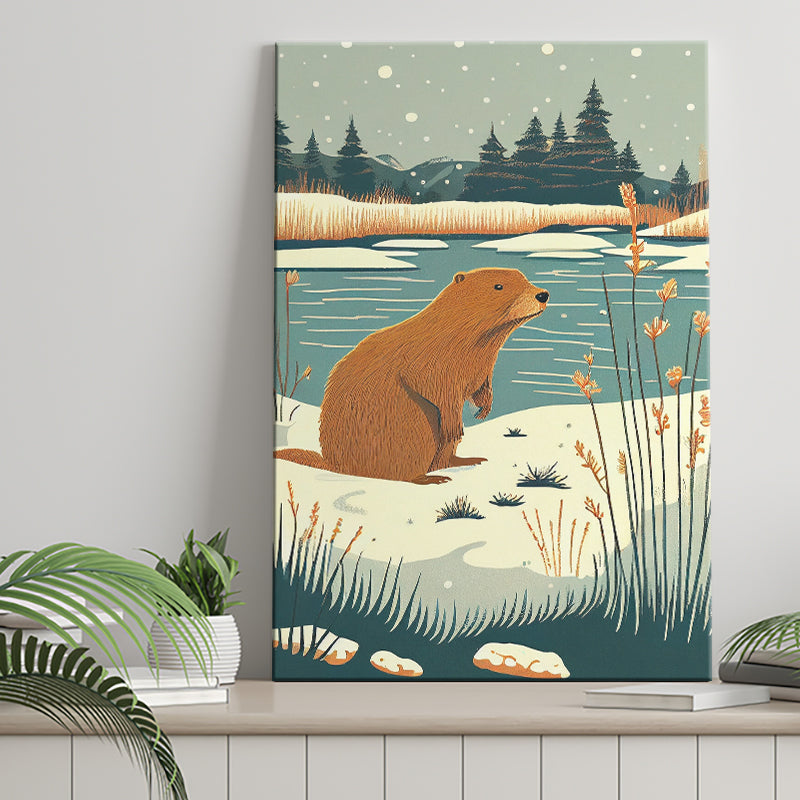 Beaver Retro Art Print ,City Art Print, Large Canvas, Canvas Print Wall Art Home Decor