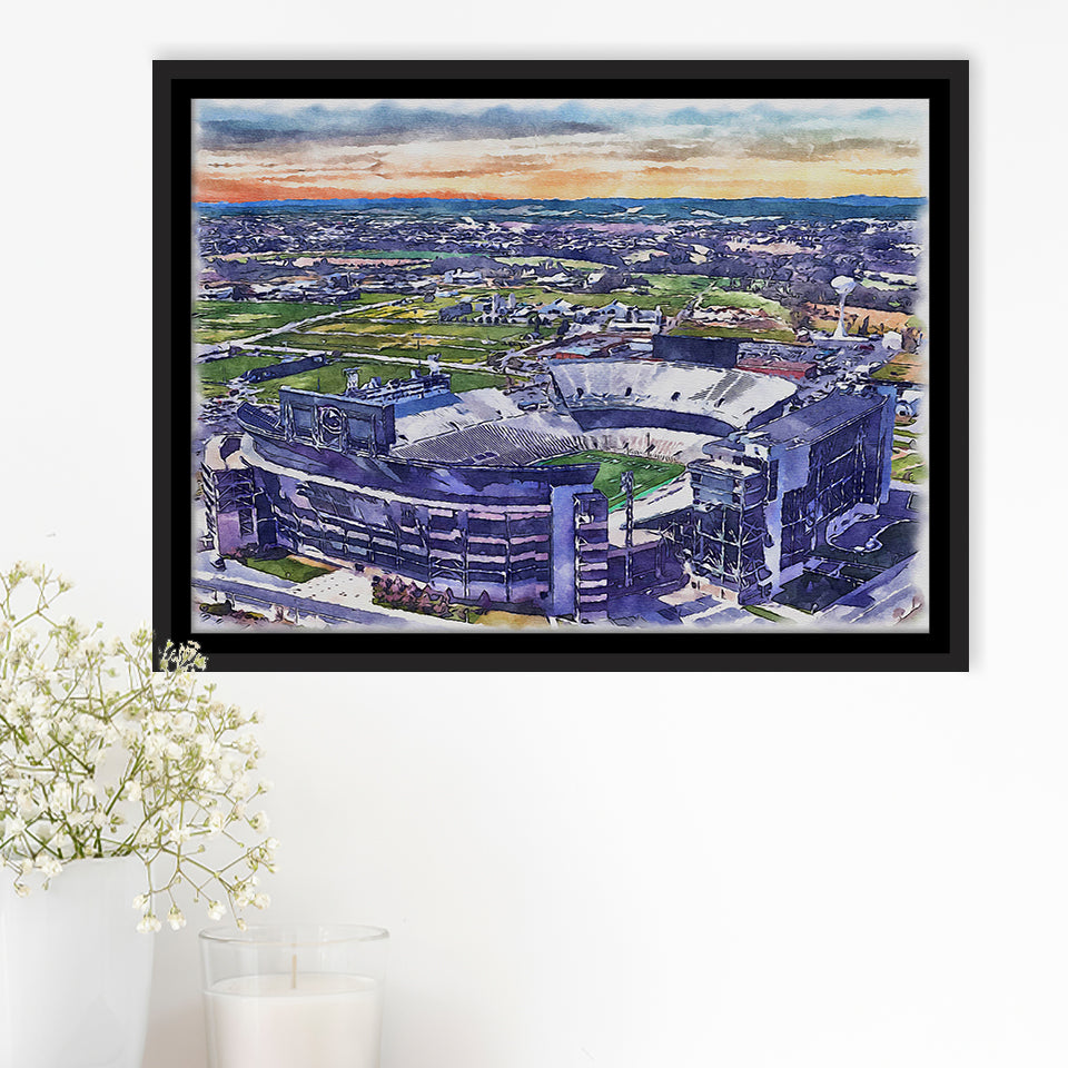 Beaver Stadium Pennsylvania State Football Stadium Watercolor, Sport Art Prints Fan Gift, Framed Canvas Prints Wall Art Decor